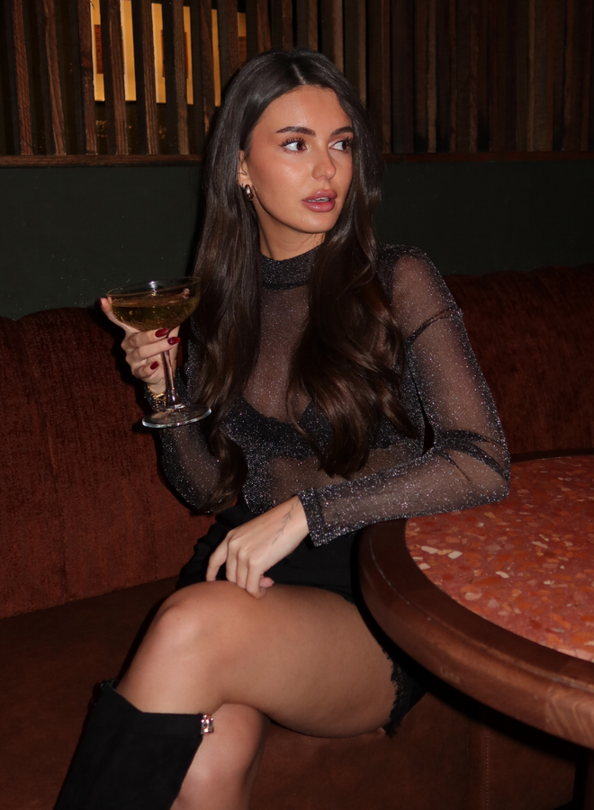 Mesh Glitter Body - Black