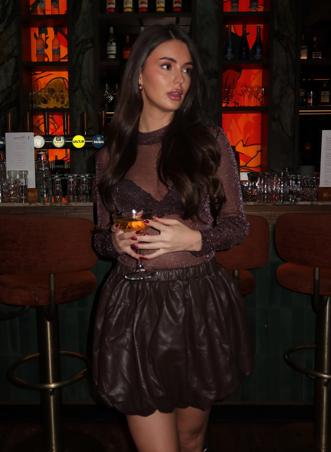 Mesh Glitter Body - Coffee