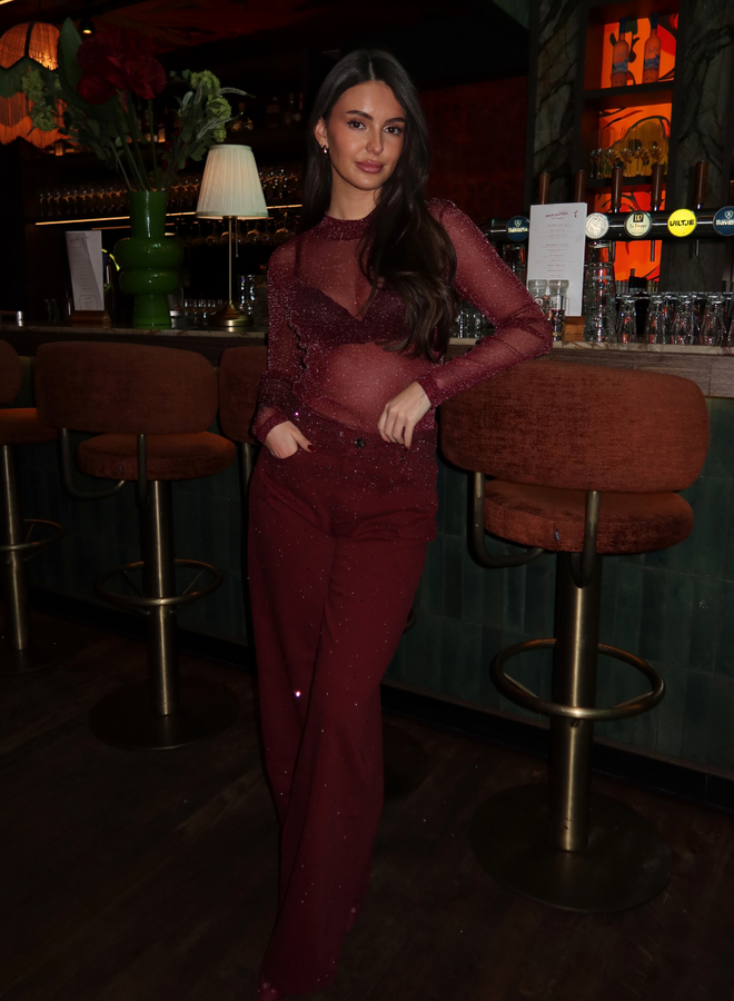 Mesh Glitter Body - Bordeaux