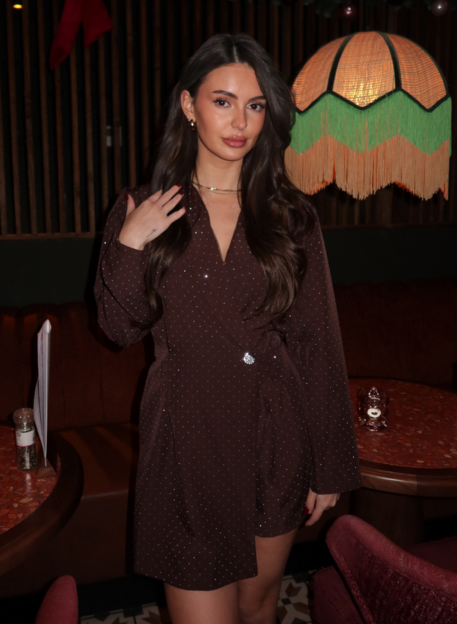 Demi Sparkle Playsuit - Brown