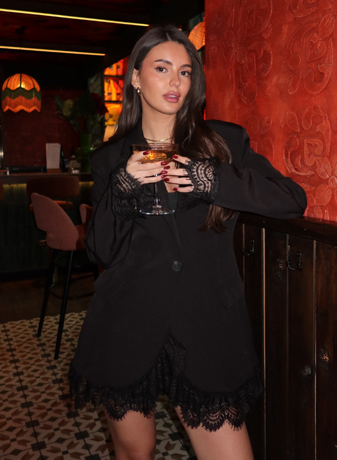 June Lace Blazer - Black
