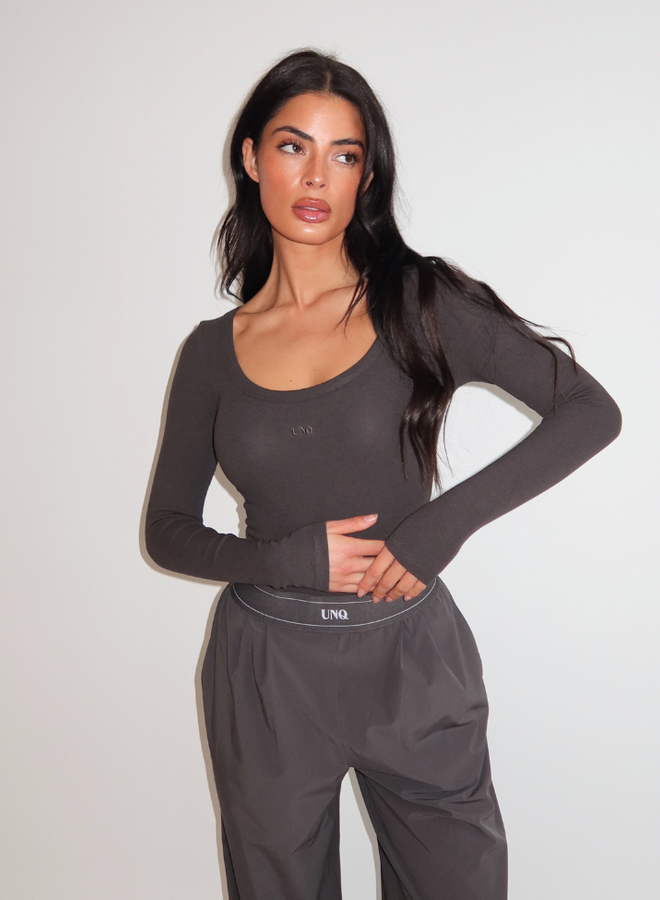 Gill Long Sleeve Bodysuit - Charcoal