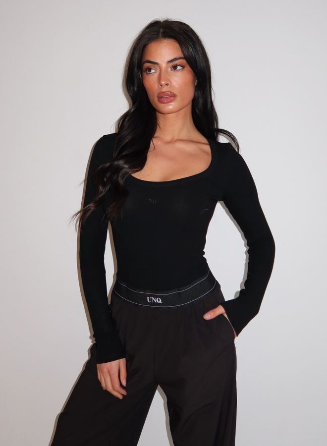 Gill Long Sleeve Bodysuit - Deep Black