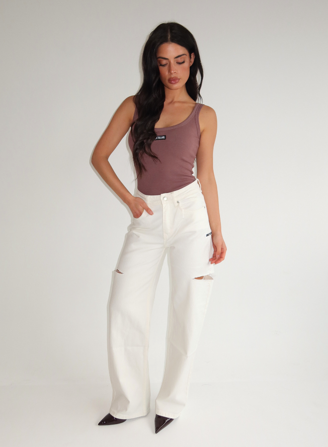 June Wide Leg Jeans - Off White