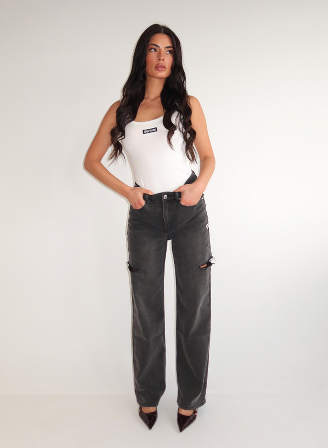 June Wide Leg Jeans - Mid Grey