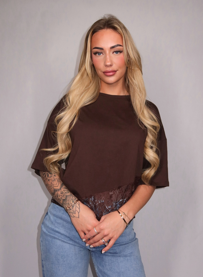 Rosie Lace Tee - Bruin