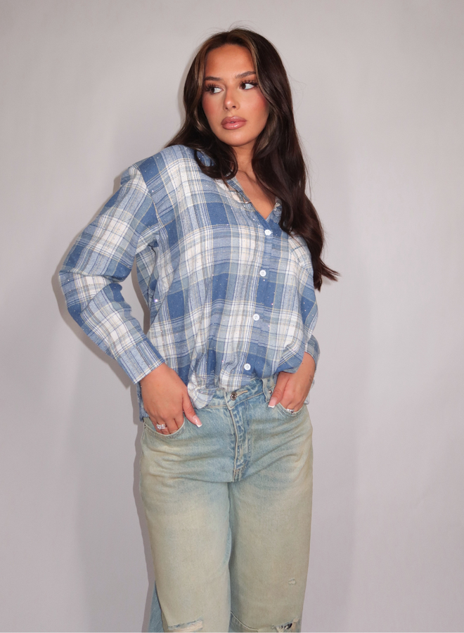 Rosie Check Blouse - Blauw