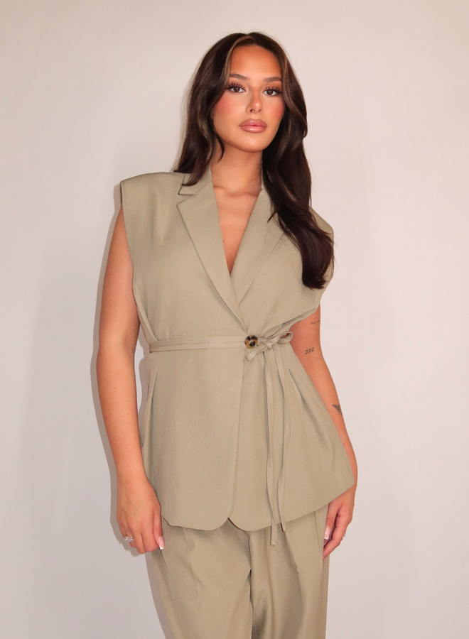 Daisy Gilet - Khaki - Copy