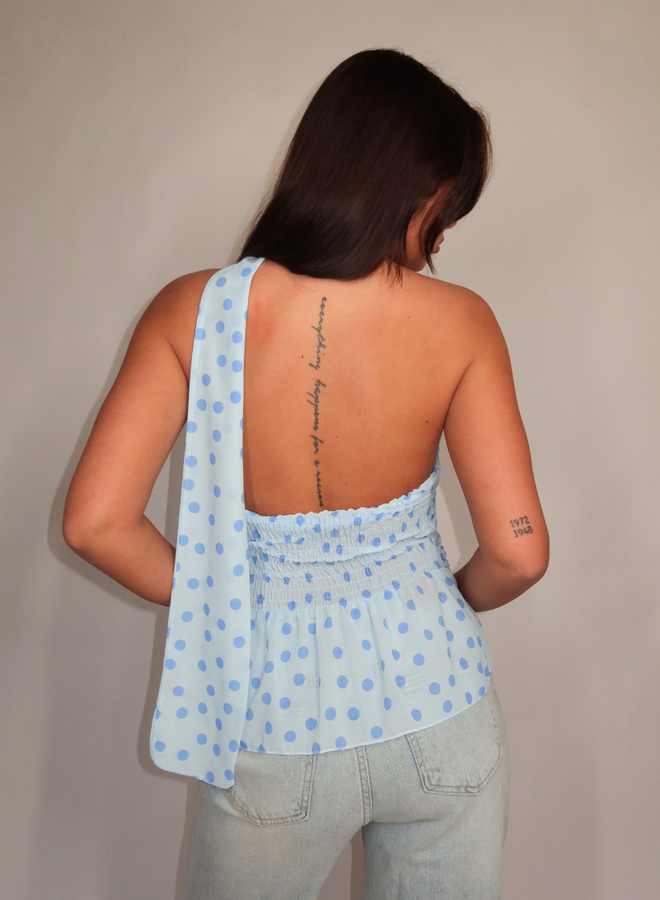 Polka Halter Top - Blue