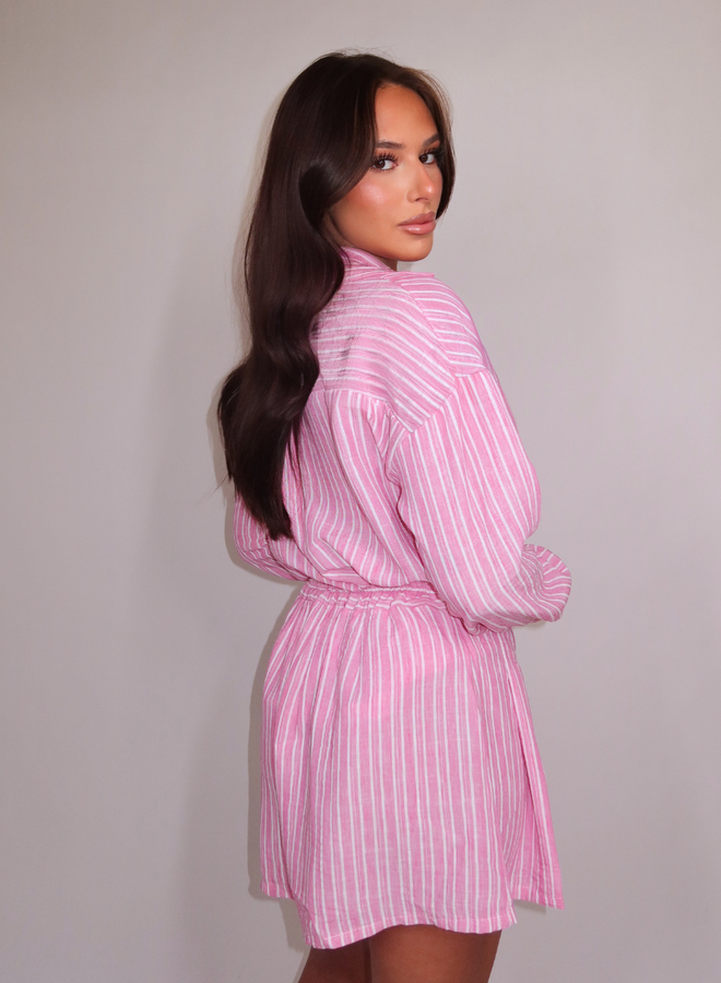 Floor Striped Summy Set - Roze