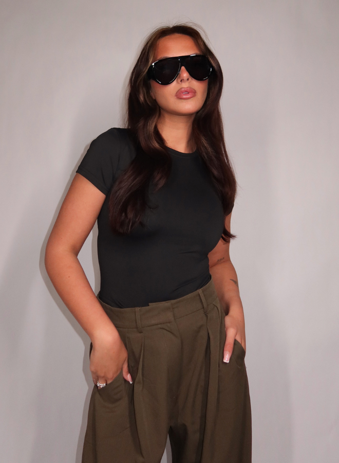 Kim Short Sleeve Top - Zwart