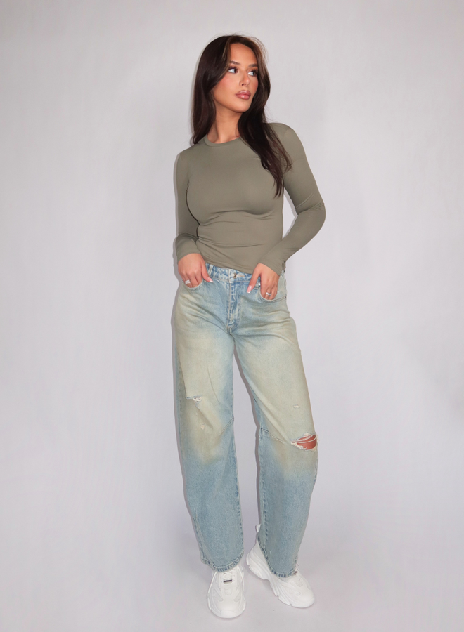 Kim Longsleeve Top - Army Green