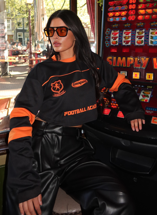 Unique The Label Maxim Cropped Longsleeve - Black/Orange