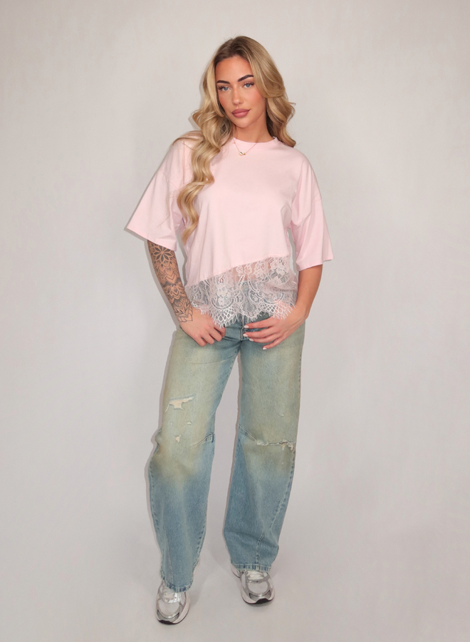 Rosie Lace Tee - Pink
