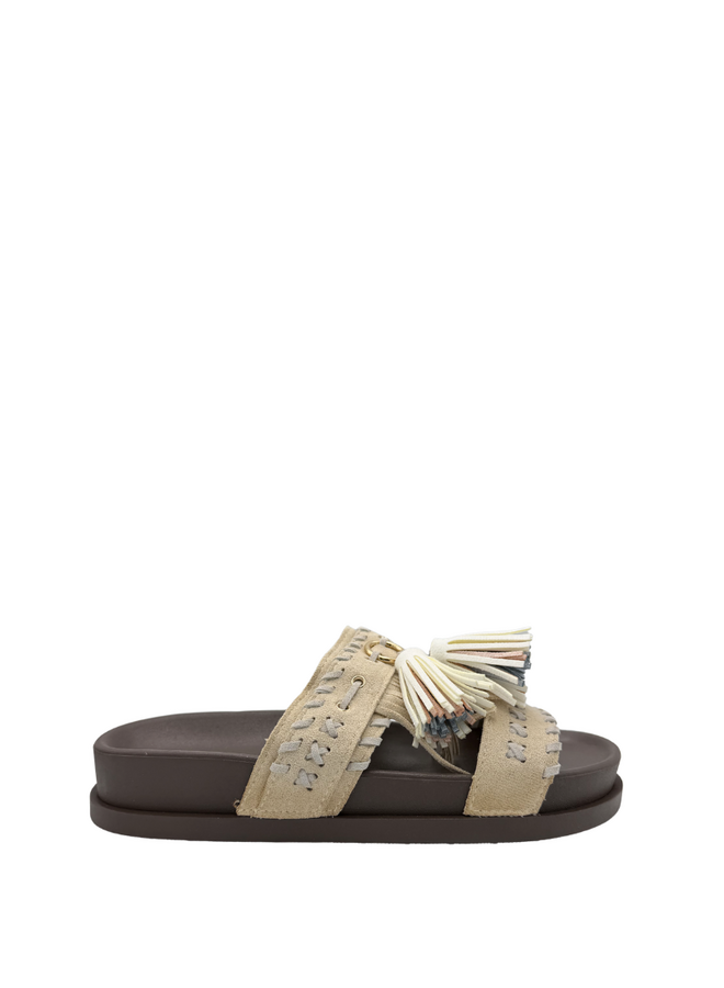 Fringe Sandal - Beige