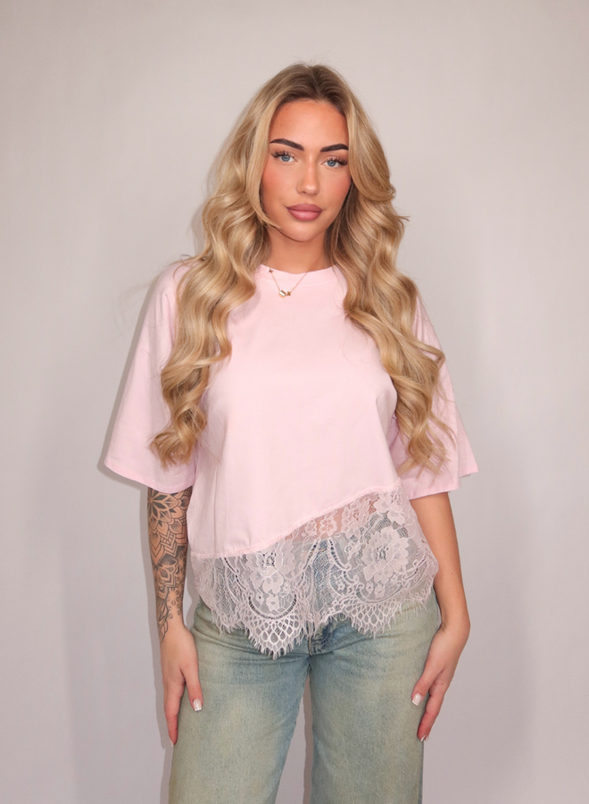Rosie Lace Tee - Pink
