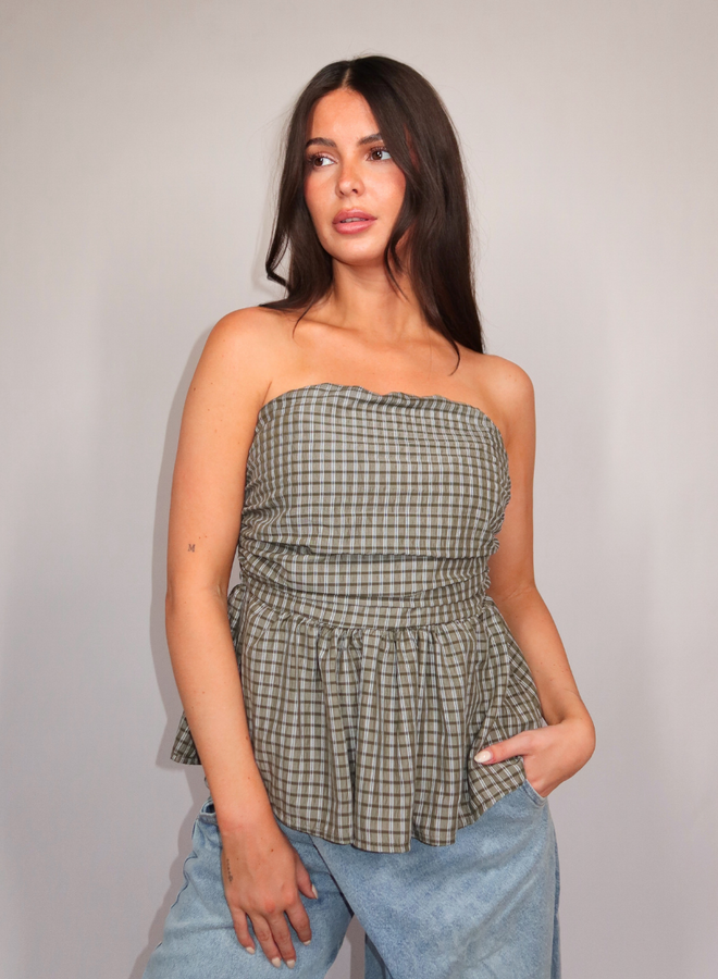 Cheaky Strapless Top - Army