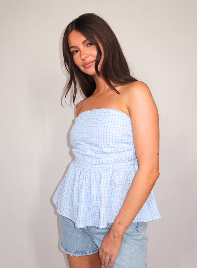 Cheaky Strapless Top - Blue