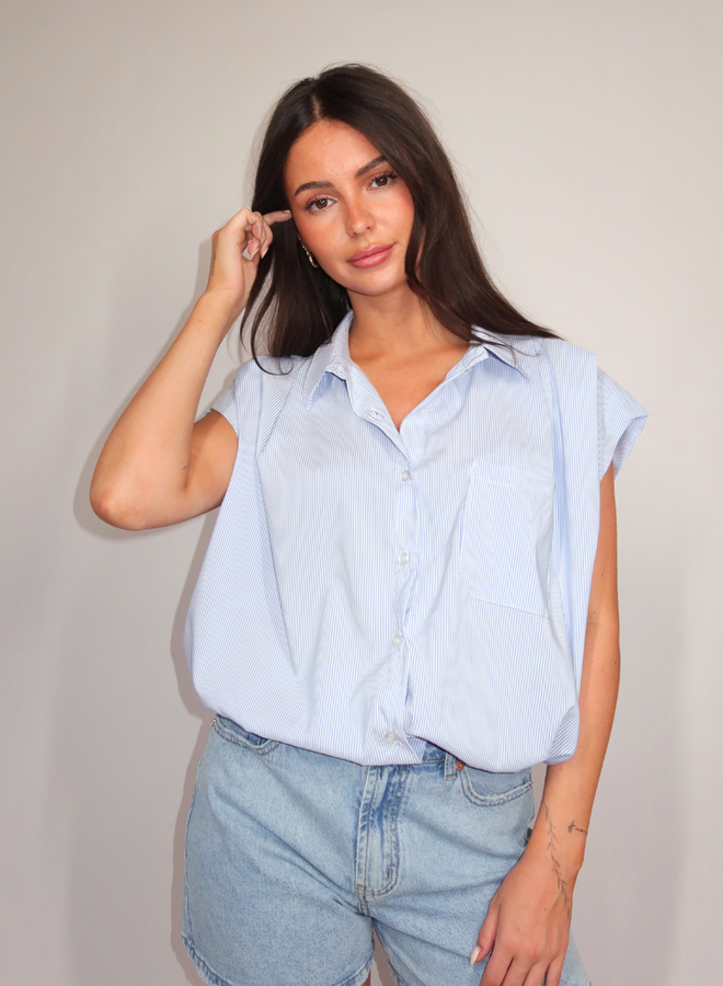 Pinstripe Blouse - Blue