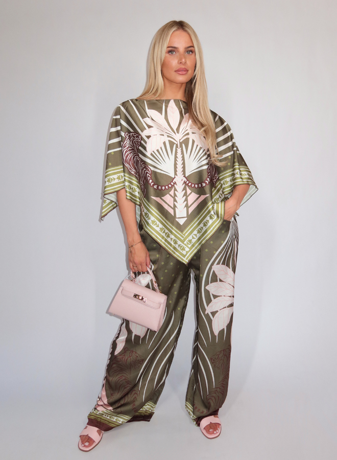 Satin Bandeau Suit - Army