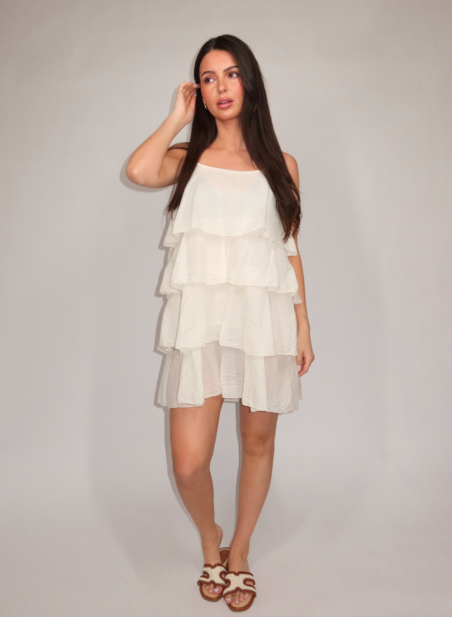 Ruffle Dress  - Beige