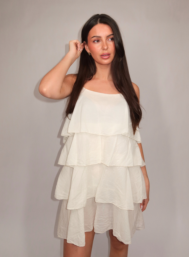 Ruffle Dress  - Beige