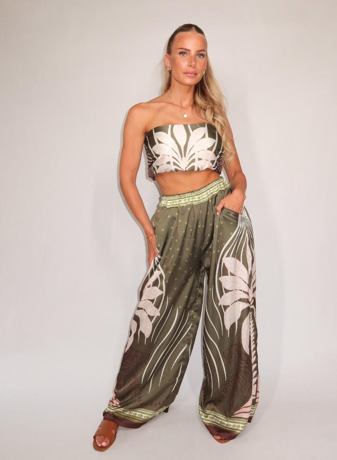 Satin Bandeau Suit - Army