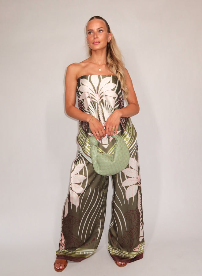 Satin Bandeau Suit - Army