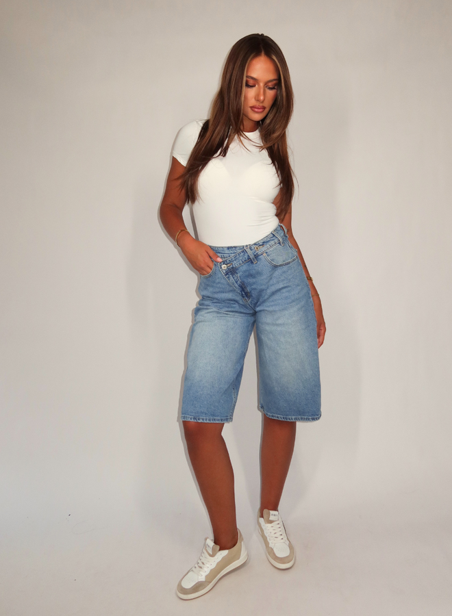 Fold Over Jort - Denim