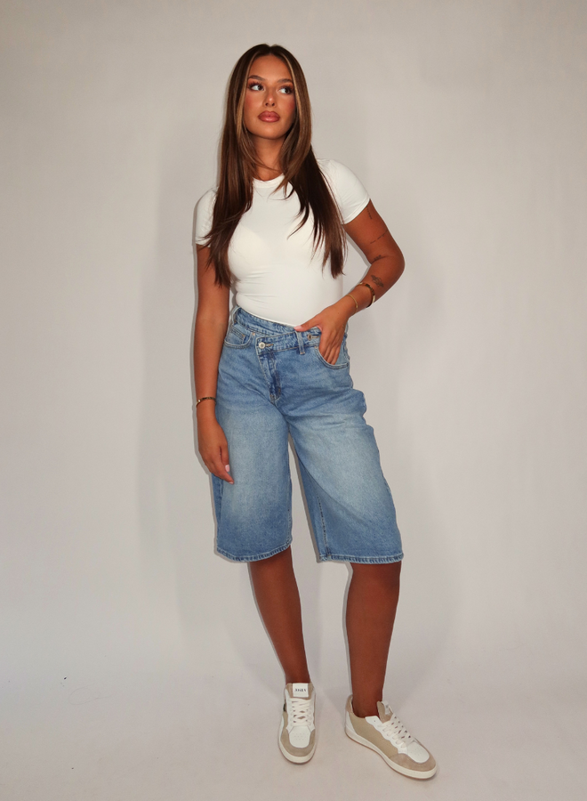 Fold Over Jort - Denim