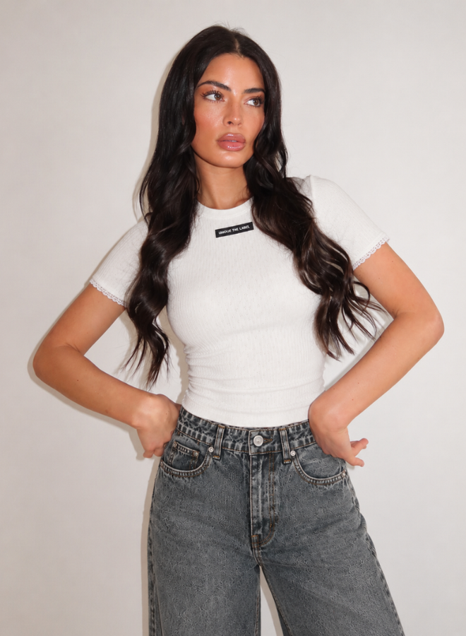Unique The Label Vela Pointelle Top - White