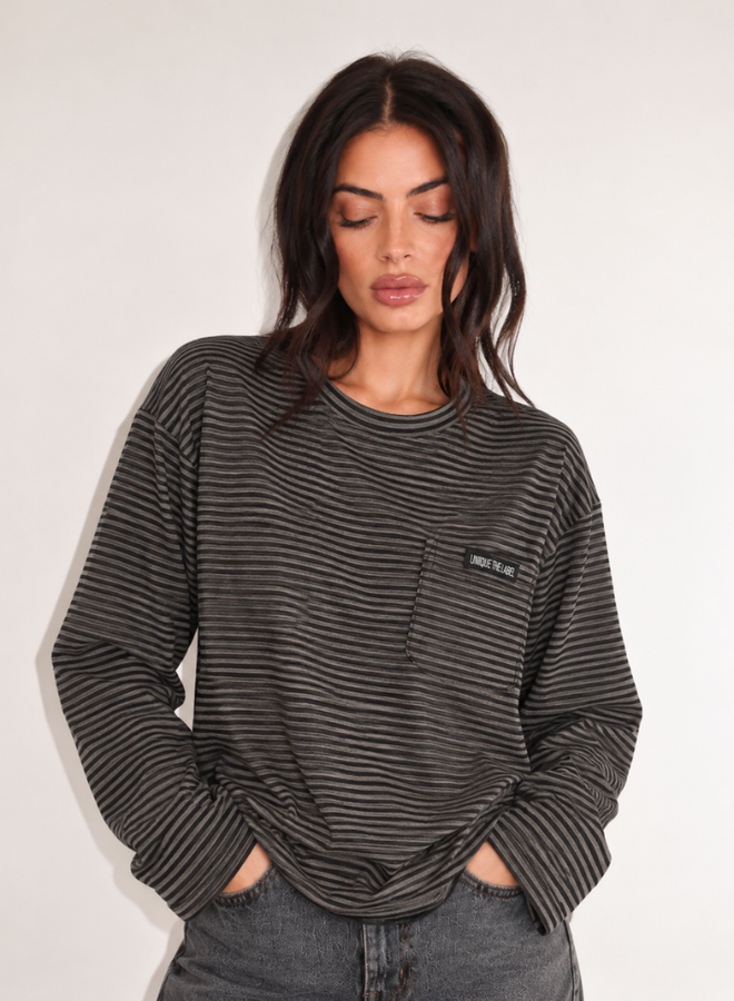 Unique The Label Amy Pocket Longsleeve - Black/Dark Grey