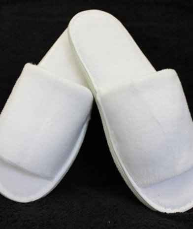 BC Softwear Witte Open Toe Luxury Velour slippers