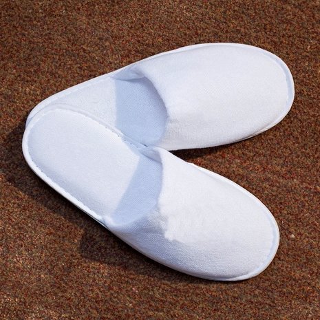 BC Softwear White Open Toe Luxury Velour slippers