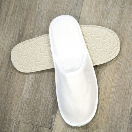 BC Softwear White Open Toe Luxury Velour slippers