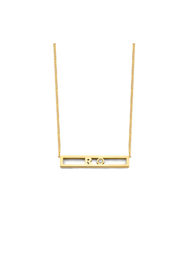 Love Bar Necklace 1 Initials including 1  Diamond