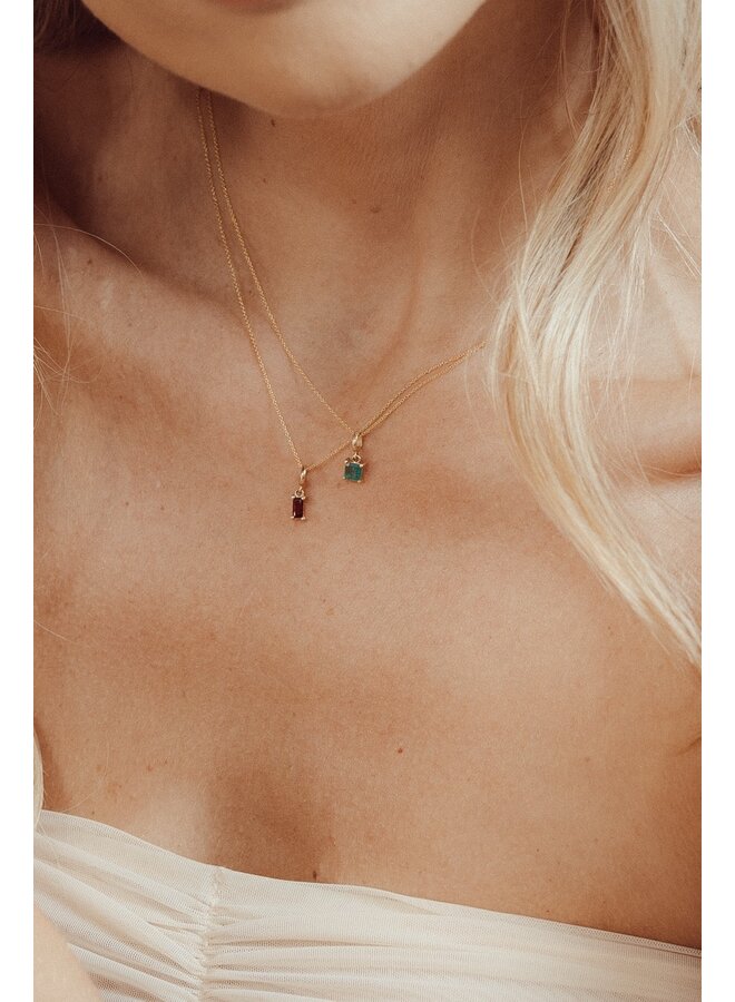 Geboortesteen Bedel Baguette Ketting