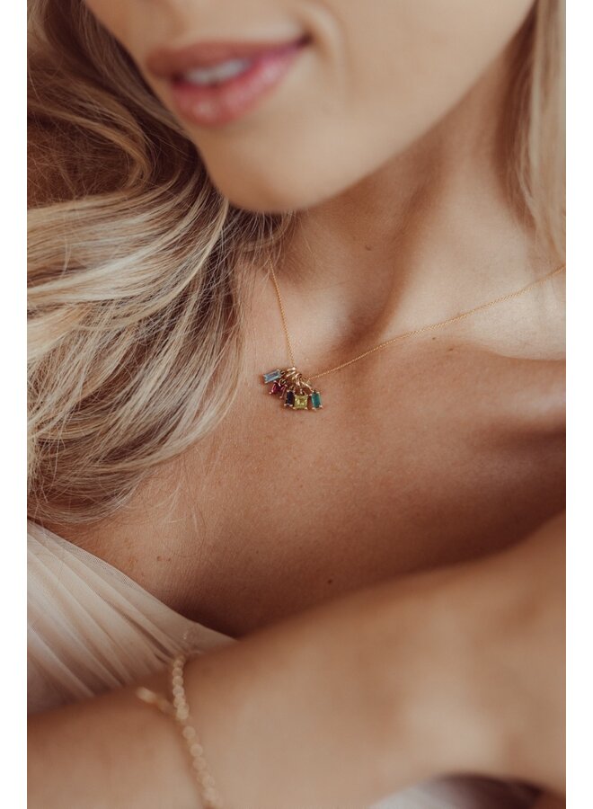 Geboortesteen Bedel Vierkant Ketting