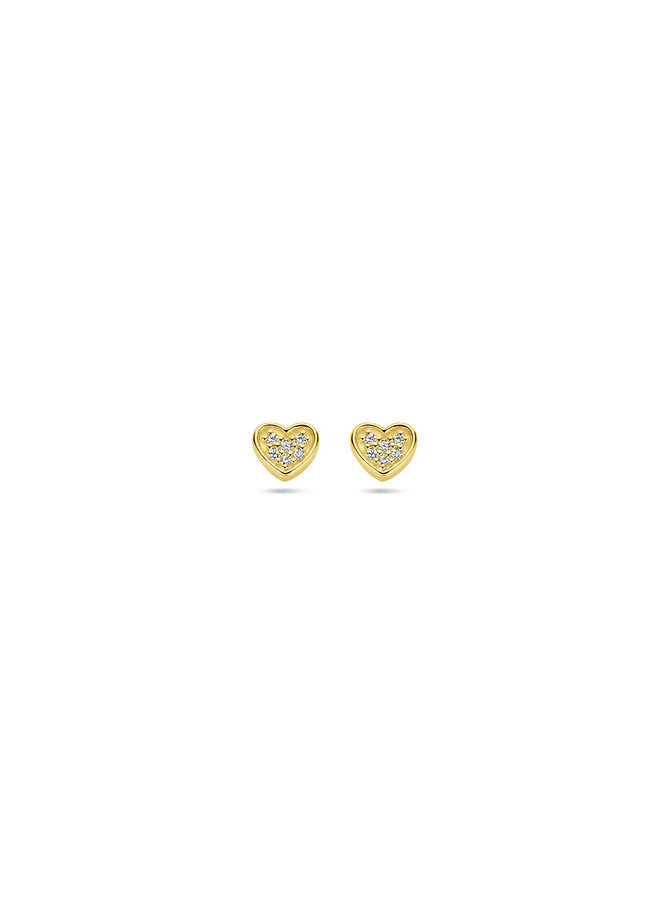 14 Karaat Gouden Love Studs met Diamant Hartjes van Just Franky
