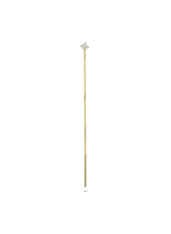 14 Karaat Gouden Doortrekoorbel met Lab Grown Diamant 0.10ct 70mm van Just Franky