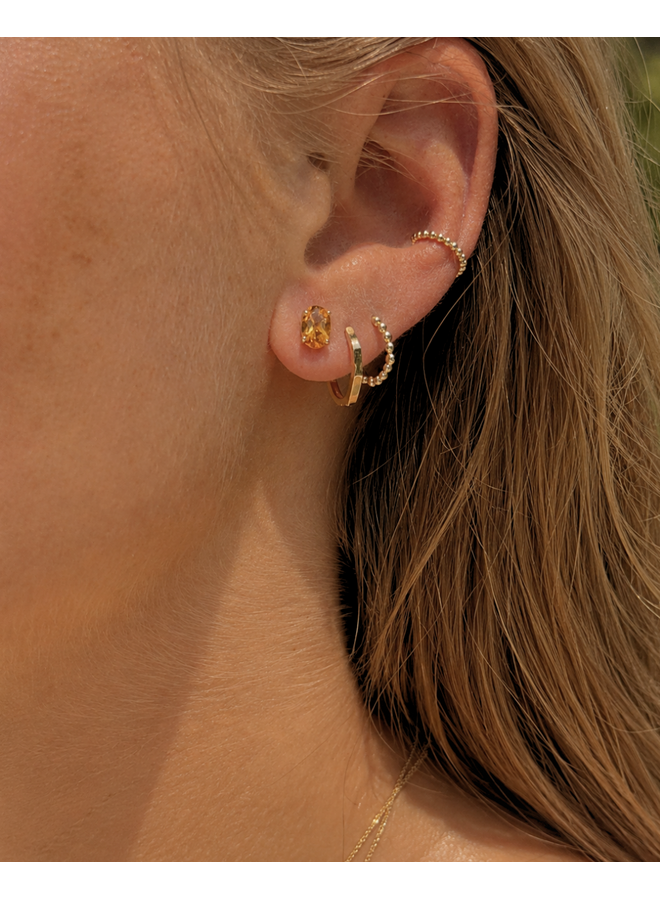 14 Karaat Gouden Citrien Oorknoppen 7x5mm van Just Franky