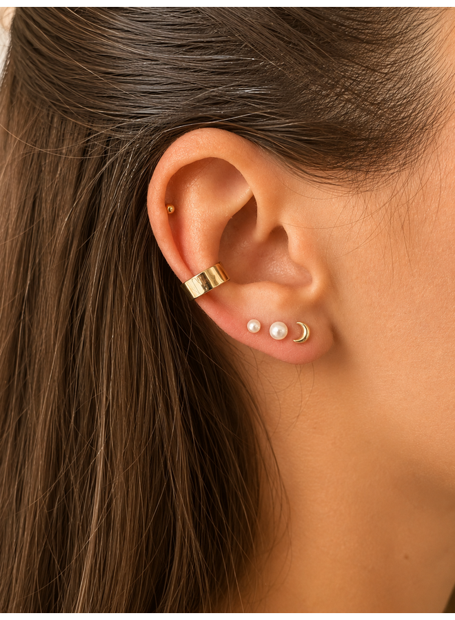 14 Karaat Gouden Universe Moon Stud Oorbellen – Minimalistische Maan Oorknoppen van Just Franky