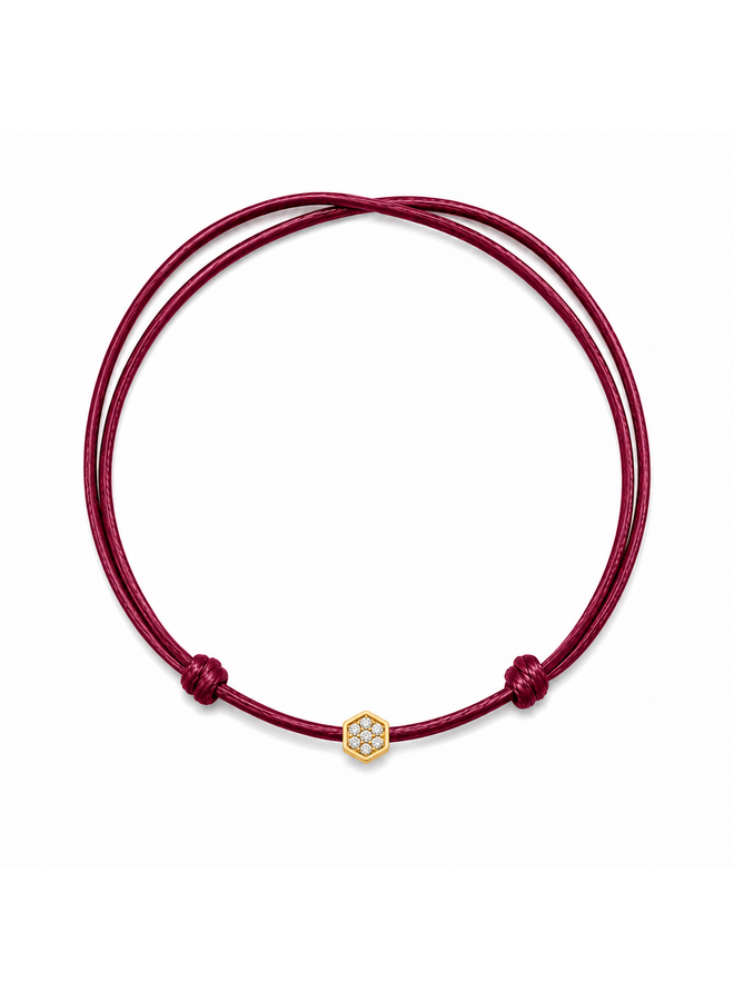 Honey Bee Satijnkoord Ketting met diamant 14K Goud