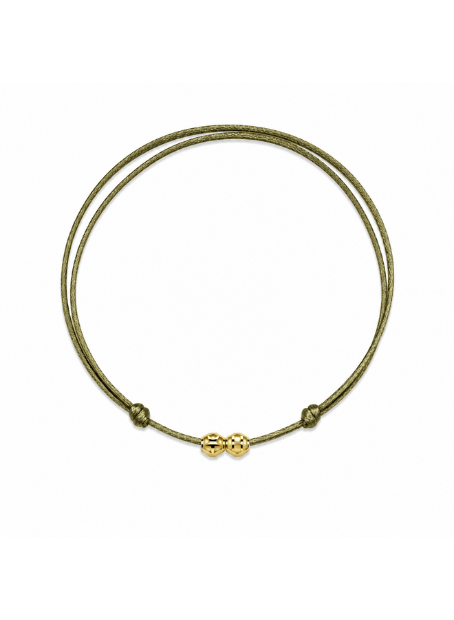 Honey Bee Satijnkoord Ketting 2 bedels 14K Goud