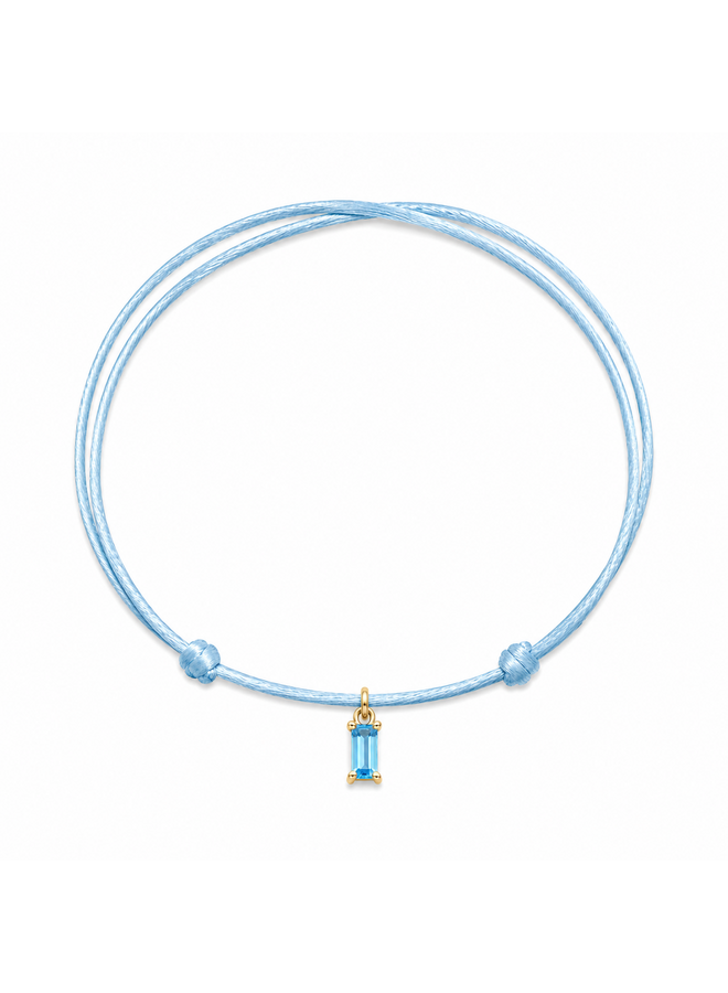 Charm Satijnkoord Ketting Geboortesteen Baguette 14K Goud