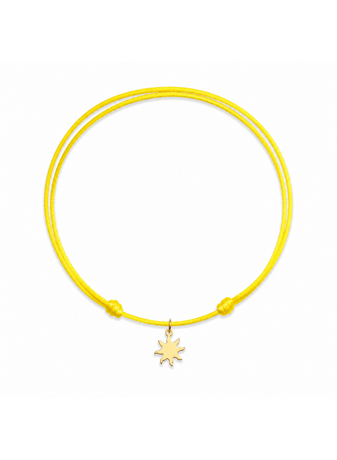 Charm Satijnkoord Ketting Zon 14K Goud