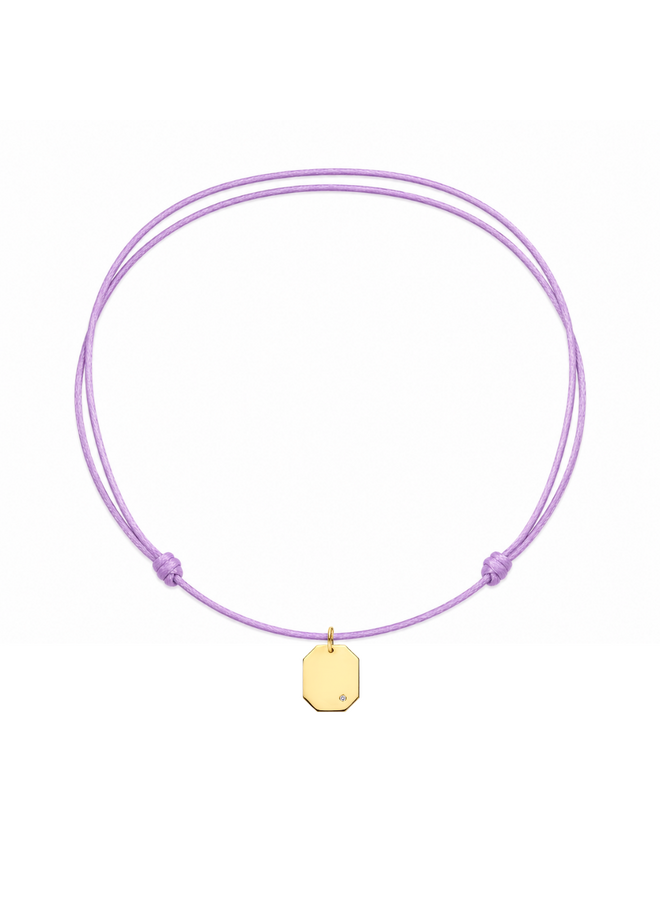 Tag Satijnkoord Ketting Diamant Bedel 14K Goud