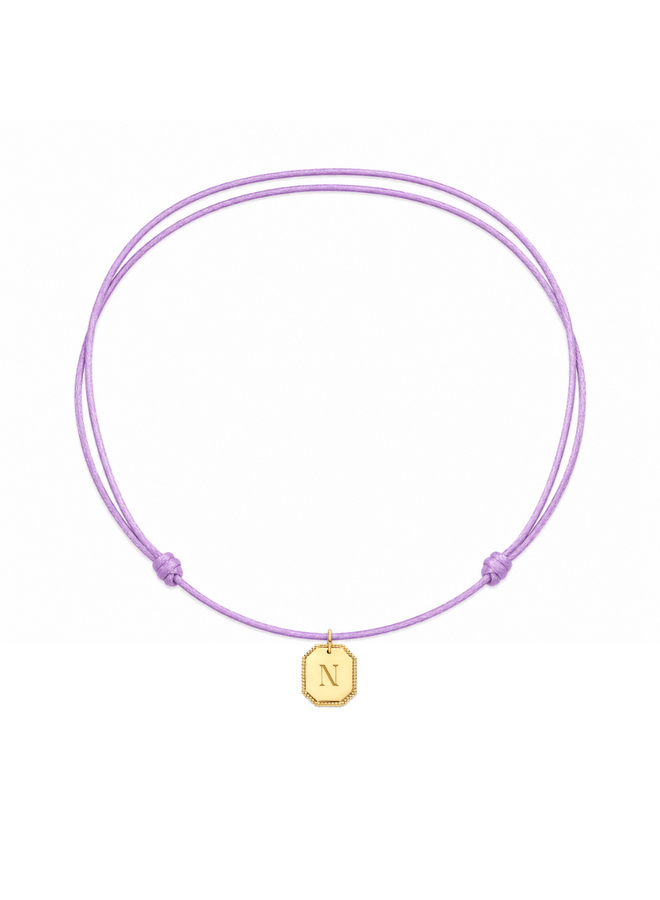 Tag Satijnkoord Ketting met Bullet bedel 14K Goud