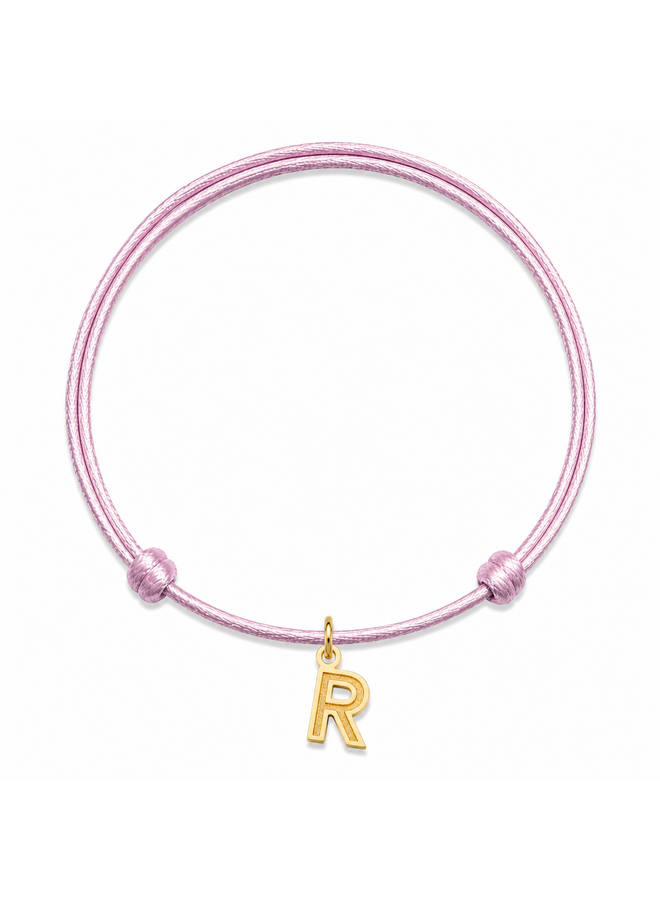 Charm Satijnkoord Ketting Letter 14K Goud