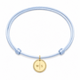 Identity Satijnkoord Ketting met Circle Perforated Mini 2 Letters bedel 14K Goud